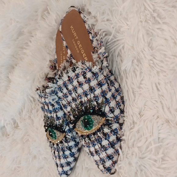 Kurt Geiger London Olive Eye Tweed Crystal Embellished Eye Mules SZ EU 38.5 NEW - Picture 5 of 9